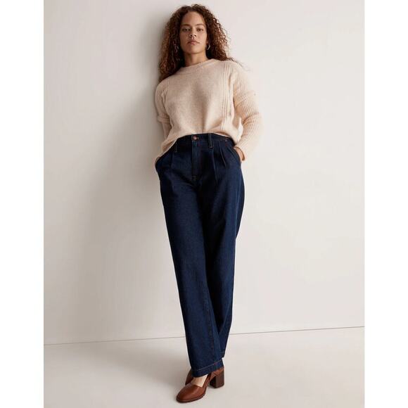 Madewell Havener Cable Knit Pullover Sweater Heather Powder Size S - Picture 3 of 9